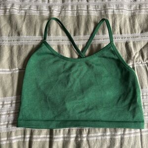 aerie Green Ribbed Crisscross Bralette (not padded)